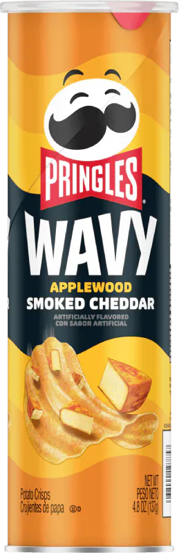 PRINGLES WAVY APPLEWOOD SMOKED CHEDDAR CRISPS